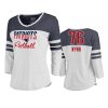 Patriots #76 Isaiah Wynn White Plus Size Color Block 3/4 Sleeve Tri-Blend T-Shirt - Women's 3 white womens isaiah wynn plus size color block t shirt