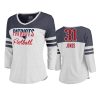 Patriots #31 Jonathan Jones White Plus Size Color Block 3/4 Sleeve Tri-Blend T-Shirt - Women's 2 white womens jonathan jones plus size color block t shirt