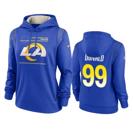 Women's Aaron Donald Los Angeles Rams Royal Sideline Performance Pullover Hoodie