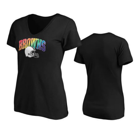 Women's Cleveland Browns Black Pride Logo V-Neck T-Shirt