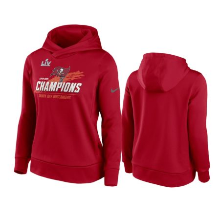Women's Tampa Bay Buccaneers Red Super Bowl LV Champions Touchdown Pullover Hoodie