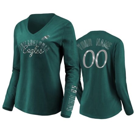 Women's Custom Philadelphia Eagles Eagles Iconic All Out Glitz T-Shirt