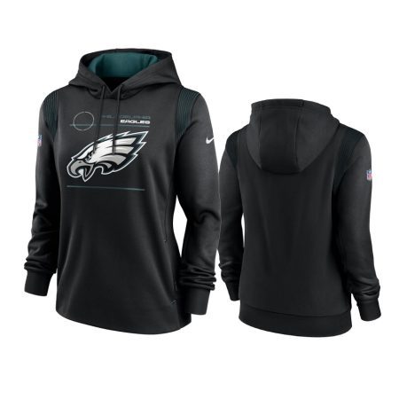 Women's Philadelphia Eagles Black Sideline Performance Pullover Hoodie