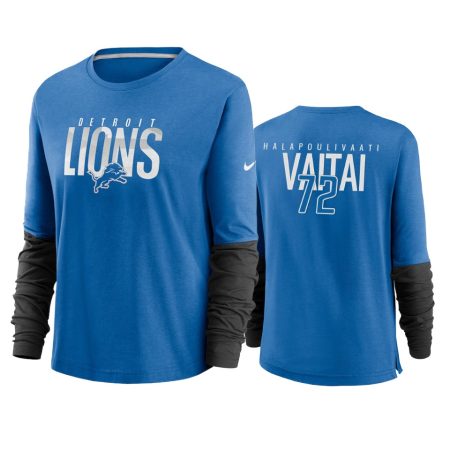 Women's Halapoulivaati Vaitai Detroit Lions Blue City Mascot Breathe Long Sleeve T-Shirt
