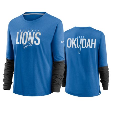 Women's Jeff Okudah Detroit Lions Blue City Mascot Breathe Long Sleeve T-Shirt