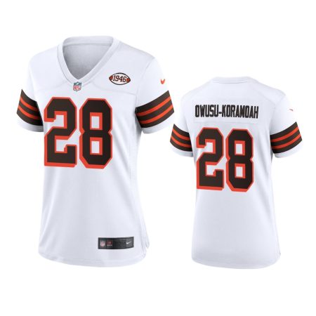Women's Cleveland Browns Jeremiah Owusu-Koramoah White 1946 Collection Alternate Game Jersey