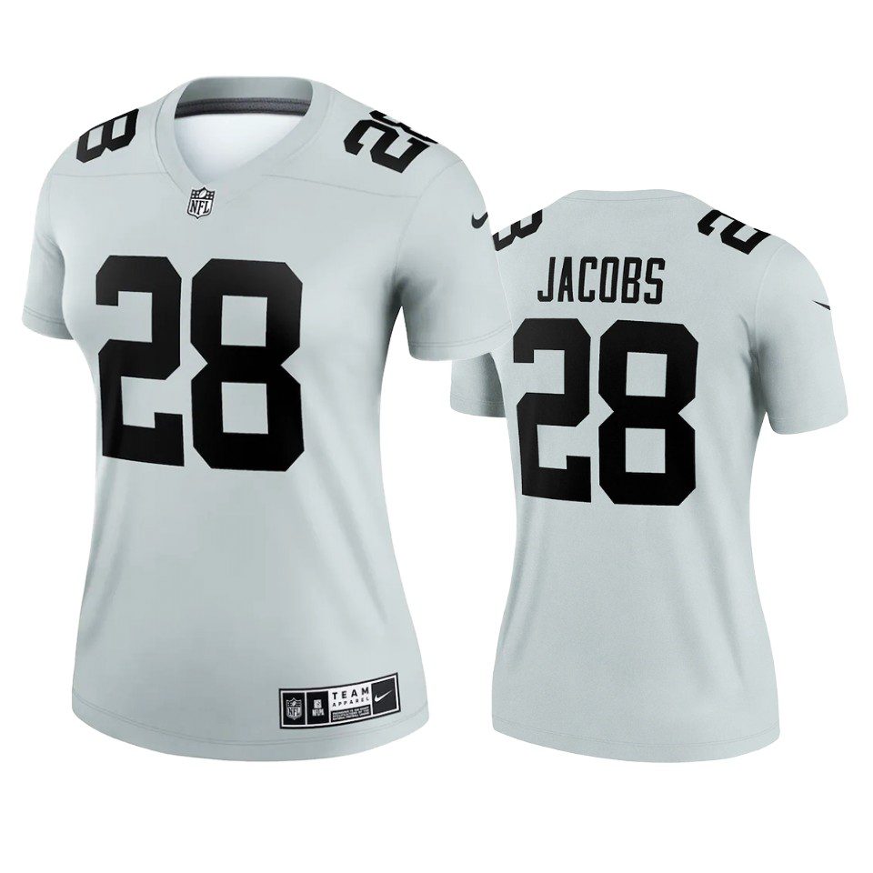 Las Vegas Raiders Josh Jacobs Silver Inverted Legend Jersey - Women's 1 women josh jacobs raiders silver inverted legend jersey