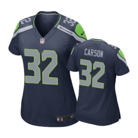 Seattle Seahawks Chris Carson Navy Nike Game Jersey - Women