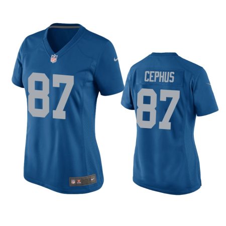 Women's Detroit Lions Quintez Cephus Blue Throwback Game Jersey