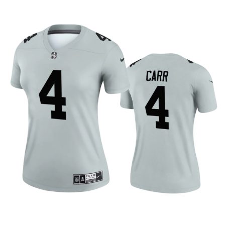 Women's Las Vegas Raiders Derek Carr Silver Inverted Legend Jersey