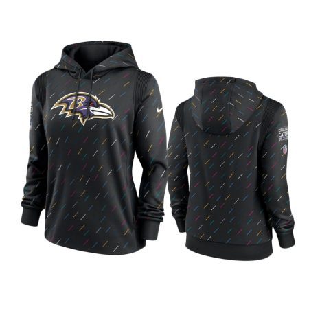 Women's Baltimore Ravens Anthracite 2021 NFL Crucial Catch Therma Pullover Hoodie