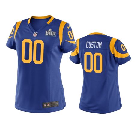 Los Angeles Rams Custom Royal Nike Super Bowl LIII Jersey - Women
