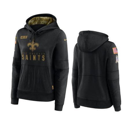 Women's New Orleans Saints Black 2020 Salute To Service Performance Pullover Hoodie