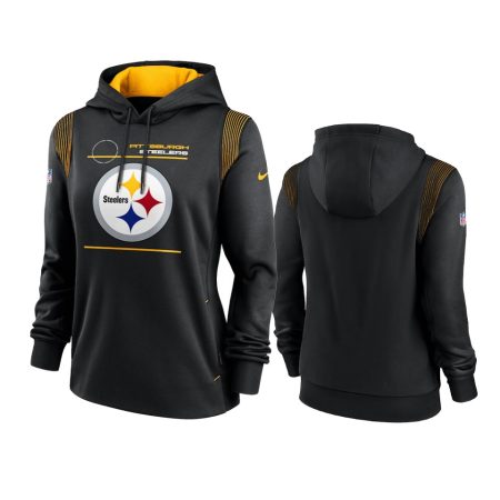 Women's Pittsburgh Steelers Black Sideline Performance Pullover Hoodie