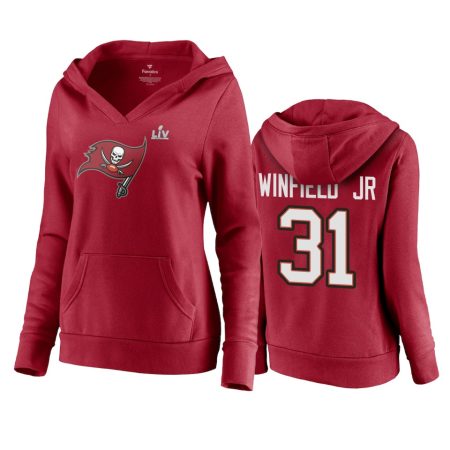 Women's Tampa Bay Buccaneers Antoine Winfield Jr. Red Super Bowl LV Champions Player Icon Hoodie