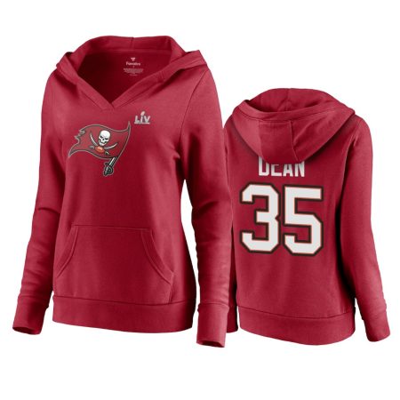 Women's Tampa Bay Buccaneers Jamel Dean Red Super Bowl LV Champions Player Icon Hoodie