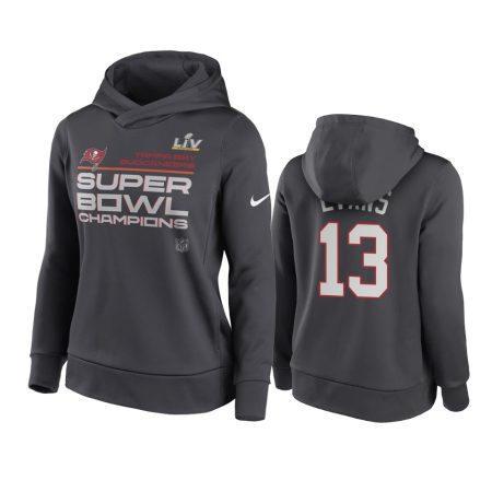 Women's Tampa Bay Buccaneers Mike Evans Anthracite Super Bowl LV Champions Trophy Hoodie