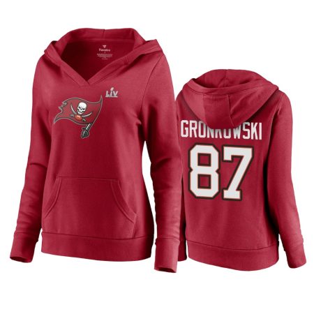 Women's Tampa Bay Buccaneers Rob Gronkowski Red Super Bowl LV Champions Player Icon Hoodie