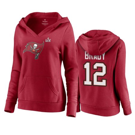 Women's Tampa Bay Buccaneers Tom Brady GOAT Red Super Bowl LV Champions Player Icon Hoodie
