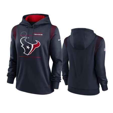 Women's Houston Texans Navy Sideline Performance Pullover Hoodie