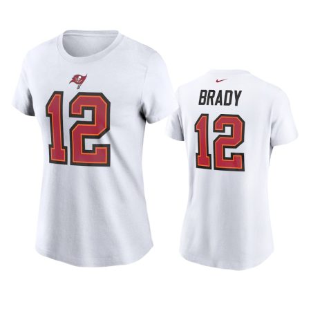 Women's Tampa Bay Buccaneers Tom Brady White Name Number T-shirt