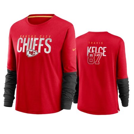 Women's Travis Kelce Kansas City Chiefs Red City Mascot Breathe Long Sleeve T-Shirt