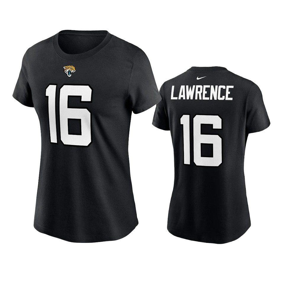 Women's Trevor Lawrence Jacksonville Jaguars Black 2021 NFL Draft Name Number T-Shirt 1 women trevor lawrence jaguars black 2021 nfl draft t shirt