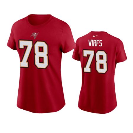 Women's Tampa Bay Buccaneers Tristan Wirfs Red Name Number T-shirt
