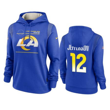 Women's Van Jefferson Los Angeles Rams Royal Sideline Performance Pullover Hoodie