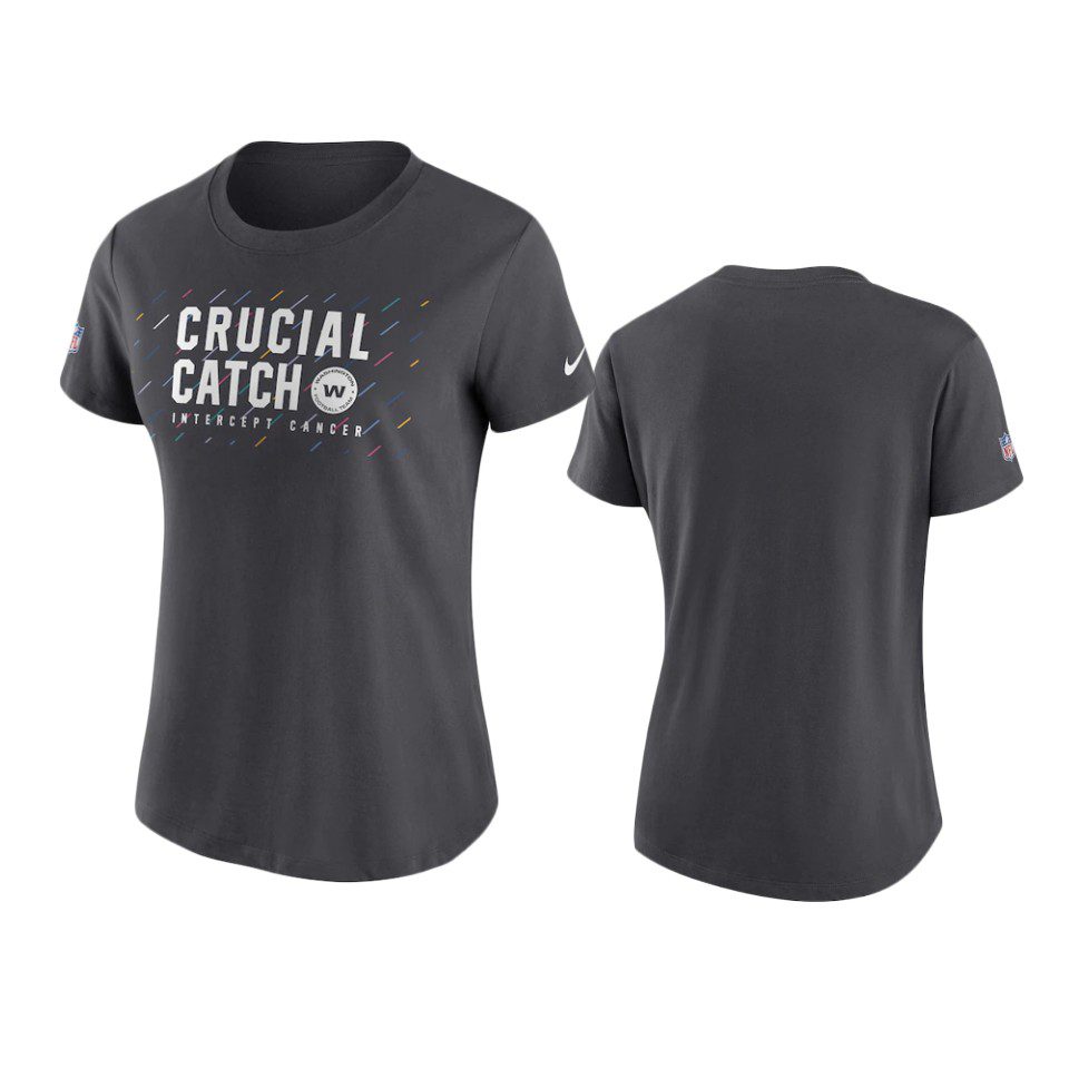 Women's Washington Football Team Anthracite 2021 NFL Crucial Catch Performance T-Shirt 1 women washington football team anthracite 2021 nfl crucial catch t shirt