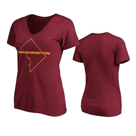 Women's Washington Football Team Burgundy Iconic Script District T-Shirt