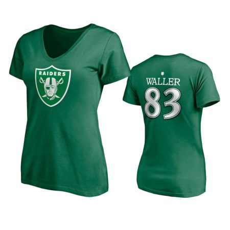 Women's Las Vegas Raiders Darren Waller Kelly Green St. Patrick's Day Player Icon T-Shirt