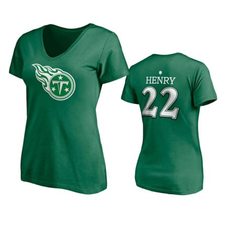 Women's Tennessee Titans Derrick Henry Kelly Green St. Patrick's Day Player Icon T-Shirt