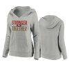 Women's San Francisco 49ers Heather Gray Stronger Together Crossover Neck Pullover Hoodie 2 womens 49ers heather gray stronger together crossover neck hoodie