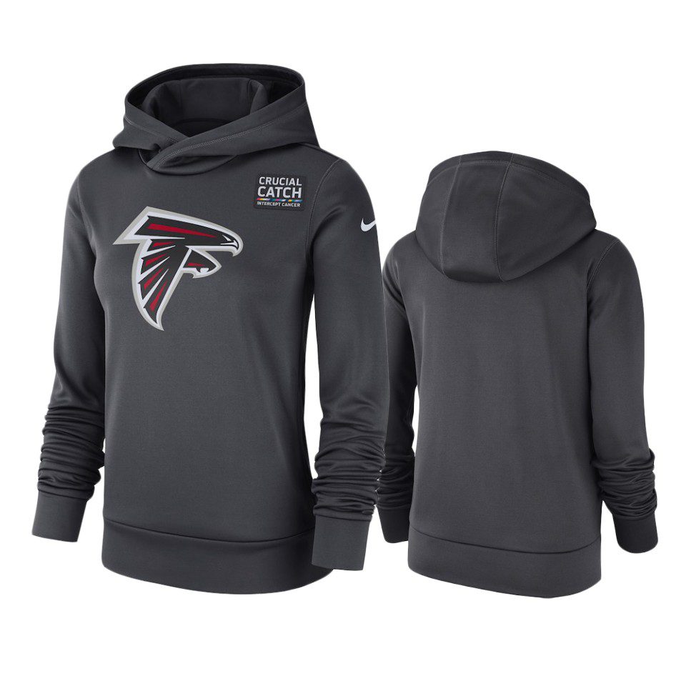 Women's Atlanta Falcons Anthracite Crucial Catch Hoodie 1 womens atlanta falcons anthracite crucial catch performance hoodie