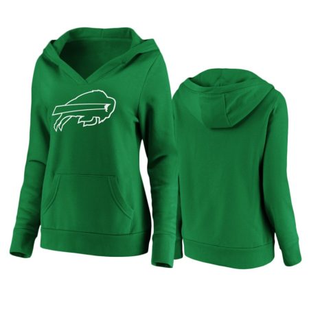 Women's Buffalo Bills Green St. Patrick's Day White Logo Pullover Hoodie