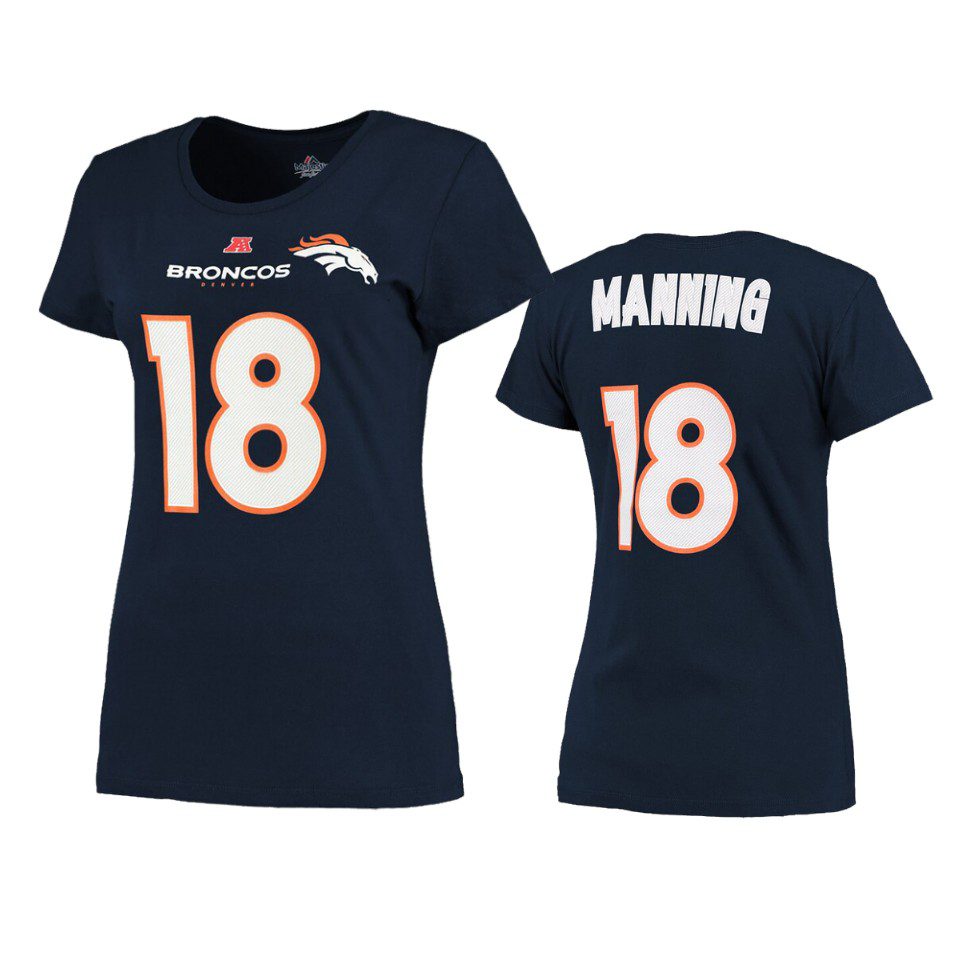 Denver Broncos Peyton Manning Navy Blue Fair Catch Retired Player T-Shirt 1 womens broncos peyton manning navy blue fair catch t shirt