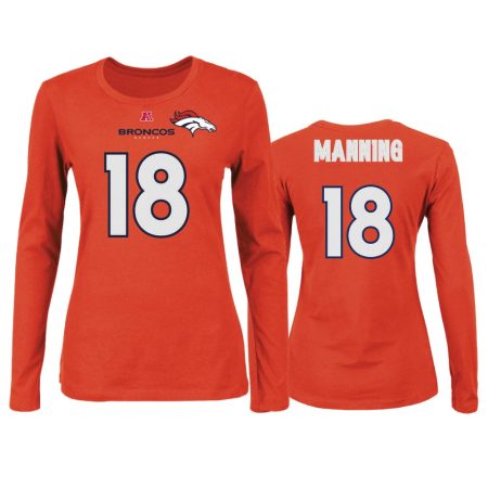 Denver Broncos Peyton Manning Orange Fair Catch Long Sleeve Retired Player T-Shirt