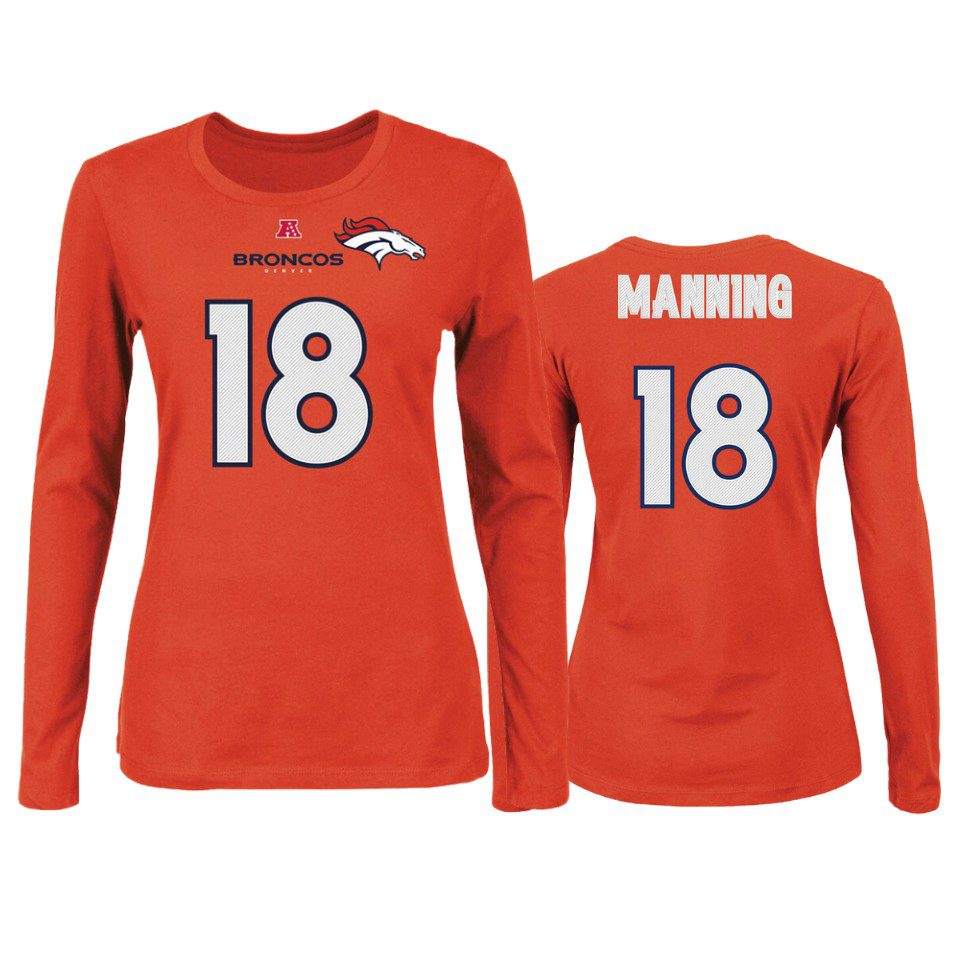 Denver Broncos Peyton Manning Orange Fair Catch Long Sleeve Retired Player T-Shirt 1 womens broncos peyton manning orange fair catch long sleeve t shirt