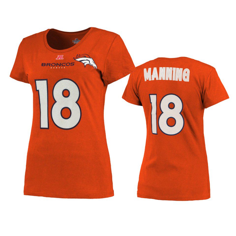 Denver Broncos Peyton Manning Orange Fair Catch Retired Player T-Shirt 1 womens broncos peyton manning orange fair catch t shirt