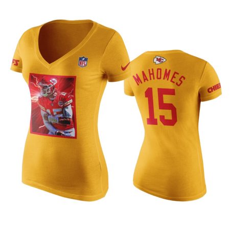 Kansas City Chiefs #15 Patrick Mahomes Gold Energy Art T-Shirt