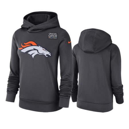 Women's Denver Broncos Anthracite Crucial Catch Hoodie