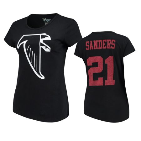 Atlanta Falcons Deion Sanders Black Glitter Endzone Retired Player T-Shirt