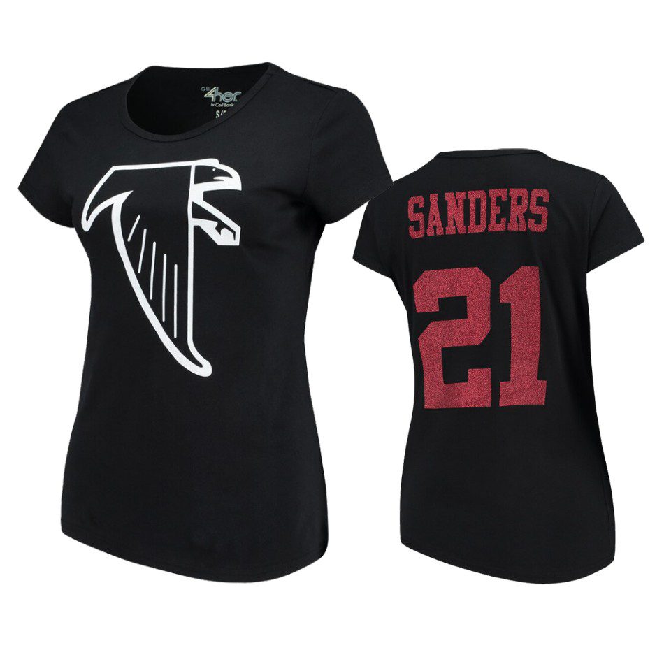 Atlanta Falcons Deion Sanders Black Glitter Endzone Retired Player T-Shirt 1 womens falcons deion sanders black glitter endzone t shirt