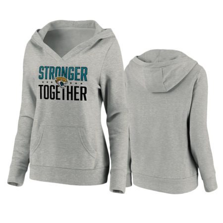 Women's Jacksonville Jaguars Heather Gray Stronger Together Crossover Neck Pullover Hoodie
