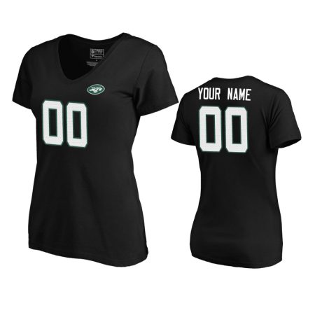 New York Jets Custom Black Authentic Stack T-Shirt