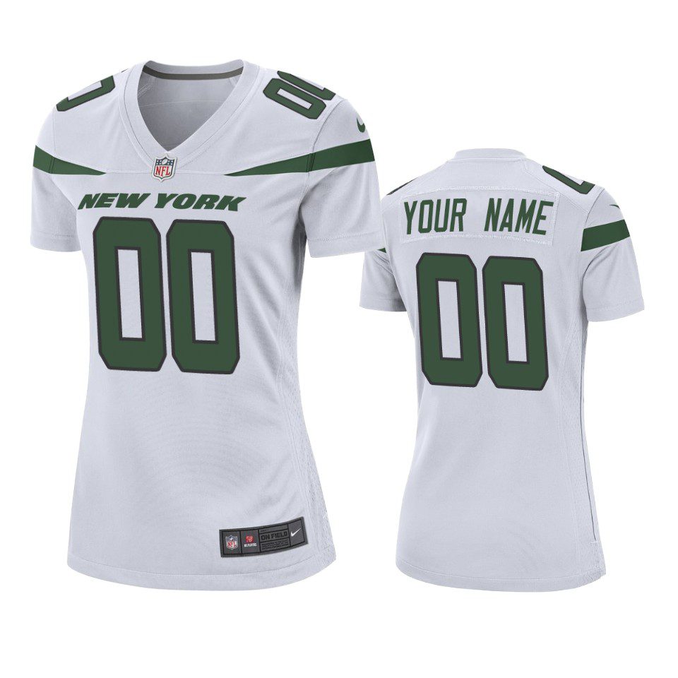 New York Jets Custom White 2019 Game Jersey - Women's 1 womens jets custom white 2019 game jersey