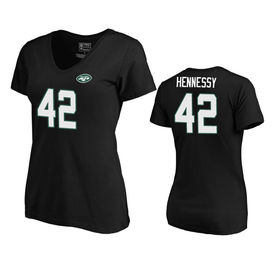 New York Jets Thomas Hennessy Black Authentic Stack T-Shirt 1 womens jets thomas hennessy black authentic stack t shirt
