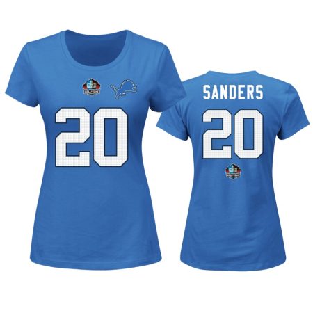 Detroit Lions Barry Sanders Blue Hall of Fame Fair Catch Retired Player T-Shirt
