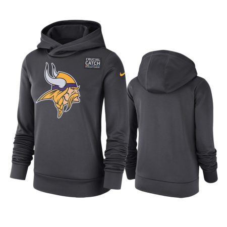 Women's Minnesota Vikings Anthracite Crucial Catch Hoodie